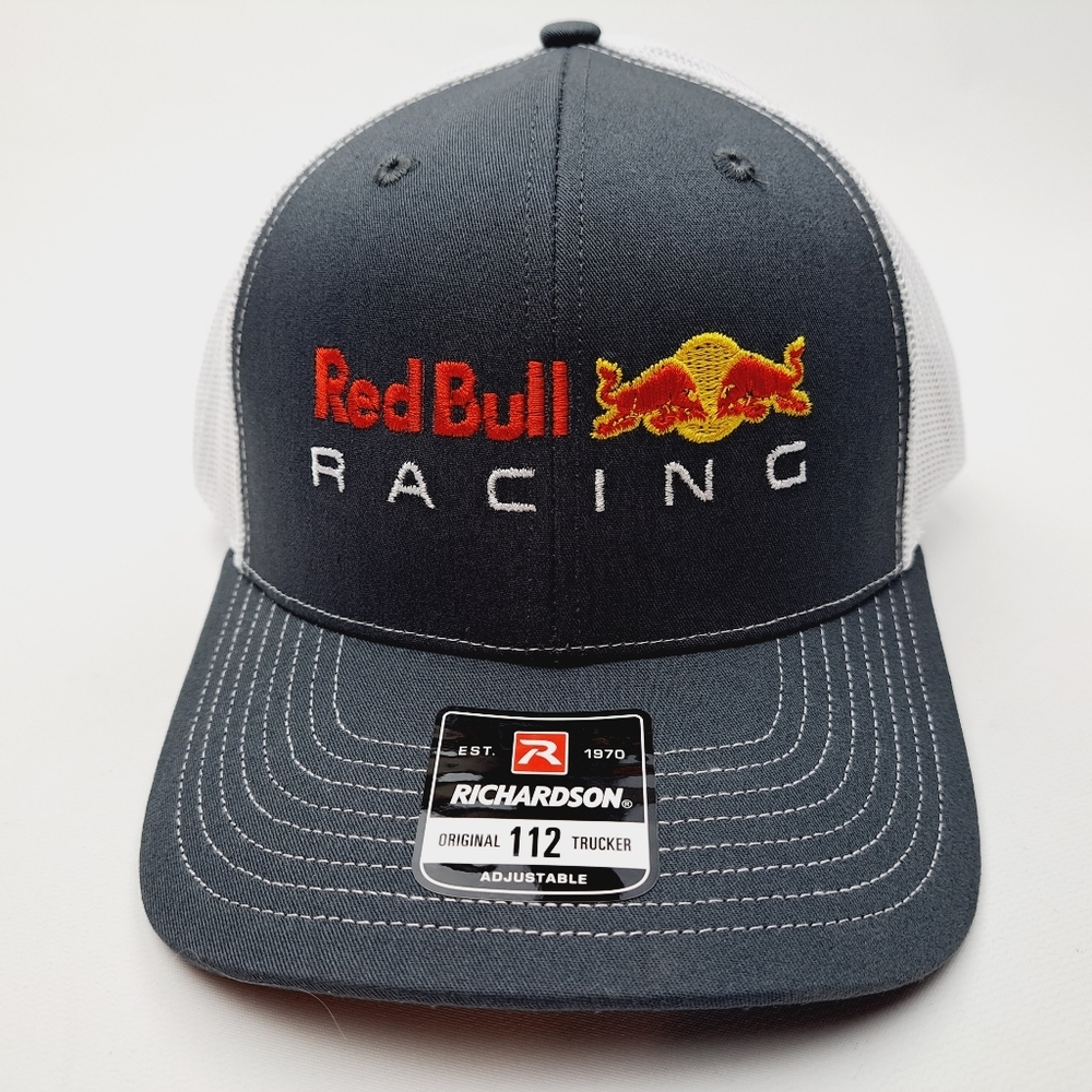 Red Bull Racing Richardson 112 Trucker Mesh Snapback Cap Hat Charcoal & White
